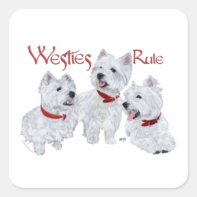 Adesivo Quadrado Westies Mandam! (Frente)