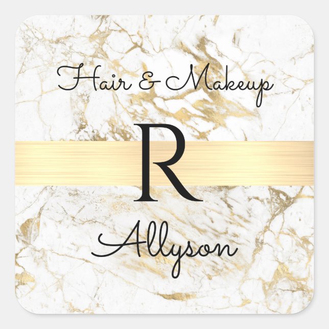 Adesivo Quadrado Wh/Dourado Barramento Promo Marble, Serviço Inicia (Frente)