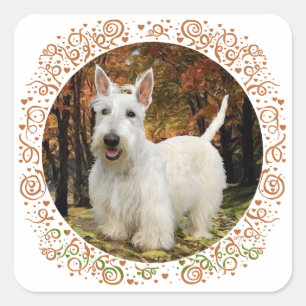 Adesivo Quadrado Wheaten Scottish Terrier Outono