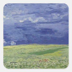 Adesivo Quadrado Wheatfields de Vincent van Gogh   sob o