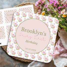 Adesivo Quadrado Whimcolor Watercolor Floral Mushroom Fada Primeiro