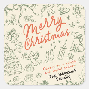 Adesivo Quadrado Whimsical Felry Natal