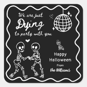 Adesivo Quadrado Whimsical Quirky Halloween Desenhado Com Mão