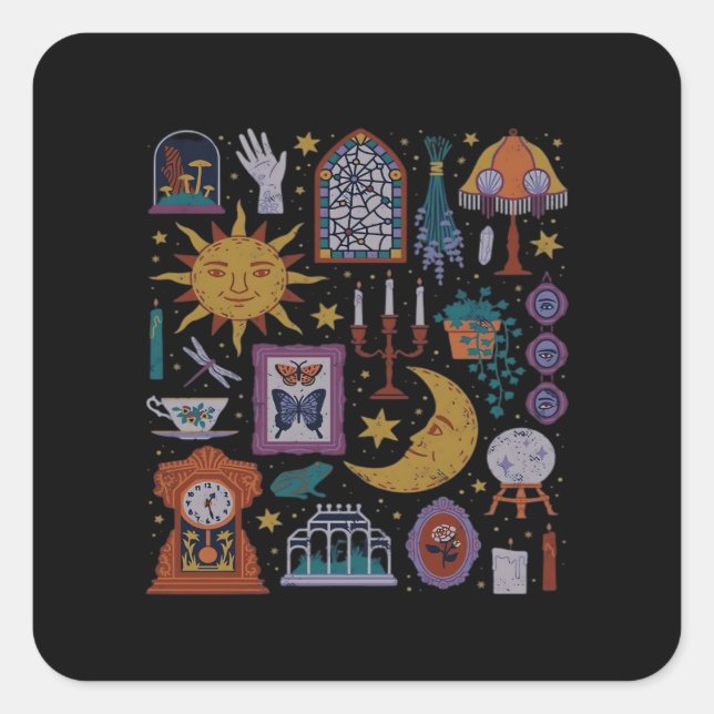 Adesivo Quadrado Whimsigoth Classic - Gótica Romance Autumn Aesthet (Frente)