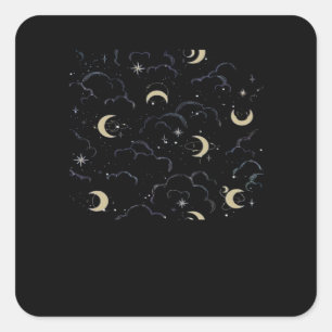 Adesivo Quadrado Whimsigoth Clouds Sun Moon Witchy
