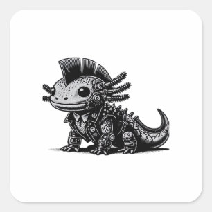 Adesivo Quadrado Whimsigoth Cyborg Axolotl Vintage Art Classe Desig