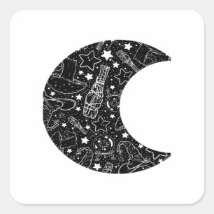 Adesivo Quadrado Whimsigoth Witch Moon Wicca Kawaii Gótico Tattoo A