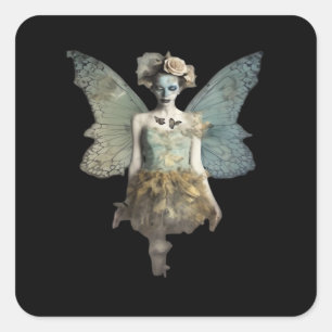 Adesivo Quadrado Whimsigoth Zombie Fada Velha Timey Gótica Moody Ar