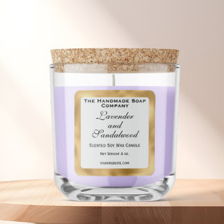 Adesivo Quadrado White and Gold Foil Candle Label