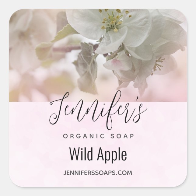 Adesivo Quadrado White Apple Blossom Fotografia Soap Business (Frente)