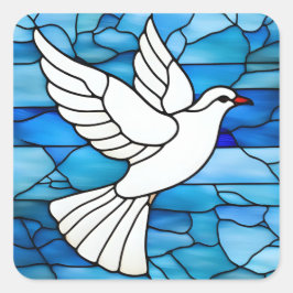 Adesivo Quadrado White Dove on Stained Glass