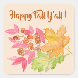 Adesivo Quadrado White Fall Y Leaves and Berries Paper