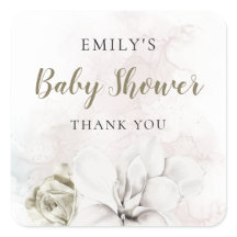 White Floral Girl ou Boy Chá de fraldas Obrigado
