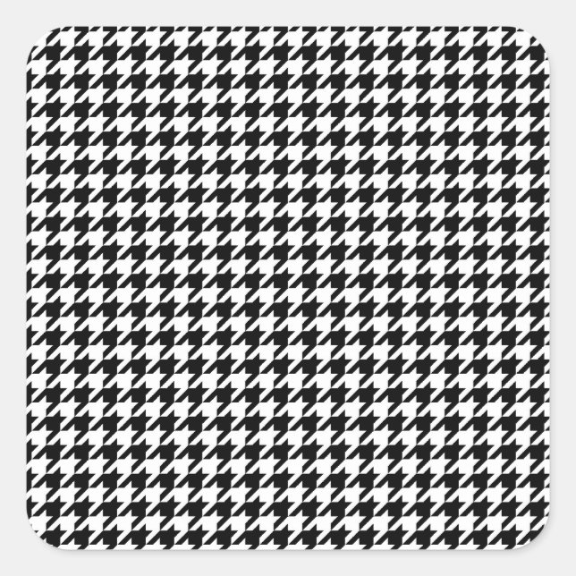 Adesivo Quadrado White Houndstooth Preto Clássico (Frente)