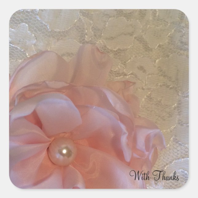 Adesivo Quadrado White Lace Floral Obrigado (Frente)
