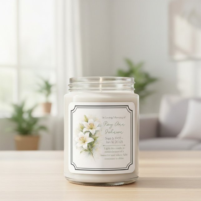 Adesivo Quadrado White Lily Remembrance Candle Sticker (Criador carregado)