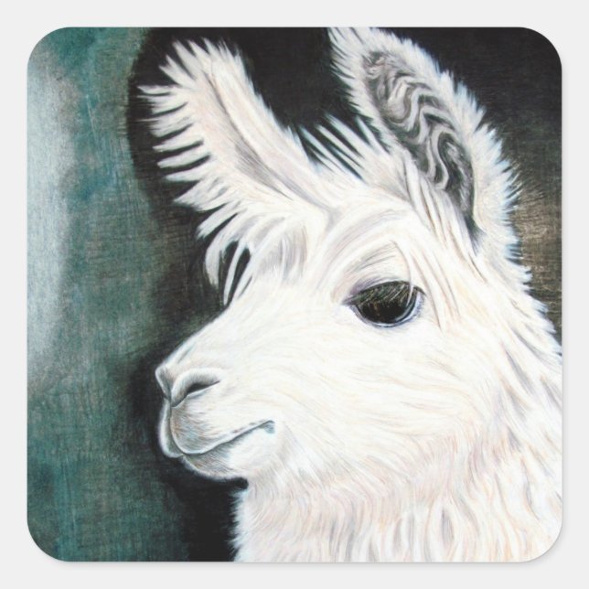Adesivo Quadrado White Llama (Frente)