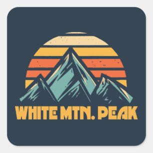 Adesivo Quadrado White Mountain Peak California Retro Turquoise