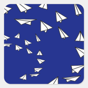 Adesivo Quadrado White paper planes on blue
