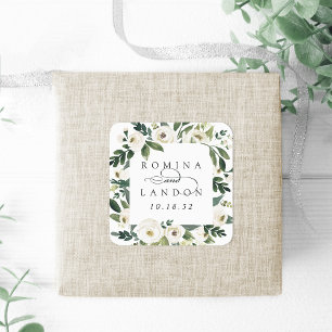 Adesivo Quadrado White Peony Casamento de quadro floral personali