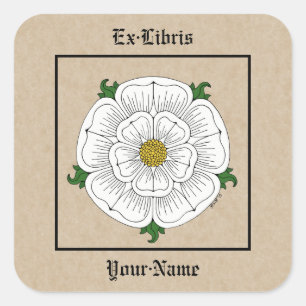 Adesivo Quadrado White Rose of York Bookplate