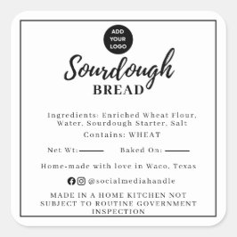 Adesivo Quadrado White Sourdough Ingredient Cottage Law Sticker