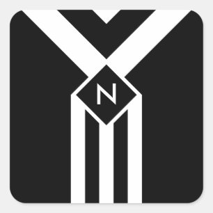 Adesivo Quadrado White Stripes e Chevrons a preto com monograma