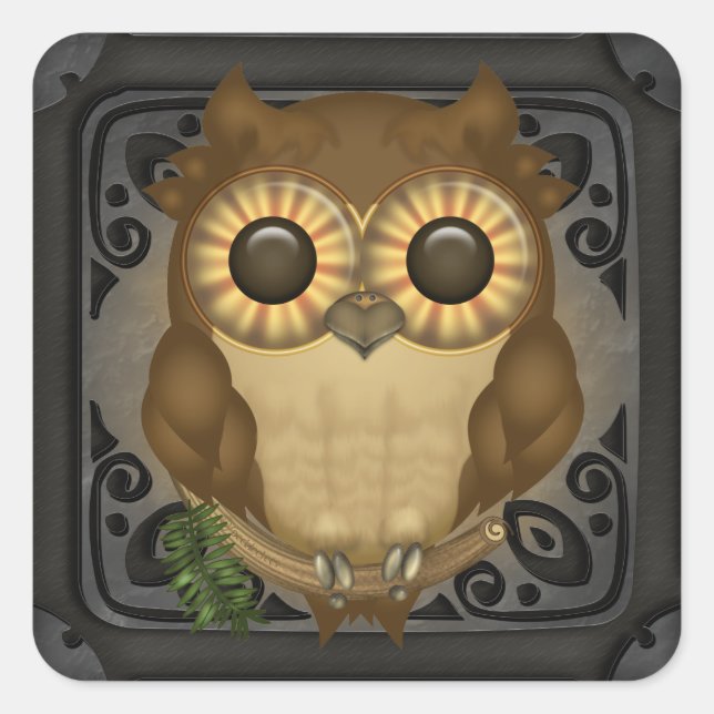 Adesivo Quadrado Whoolio The Cute Owl Square Stickers (Frente)