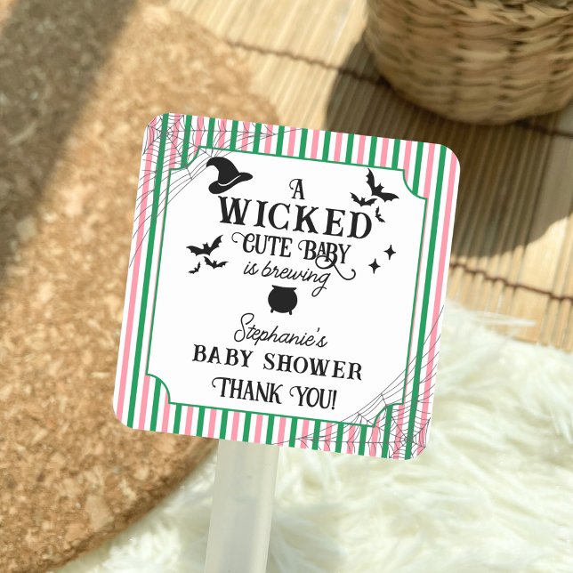 Adesivo Quadrado Wicked Cute Baby is Brewing Halloween Baby Shower (Criador carregado)