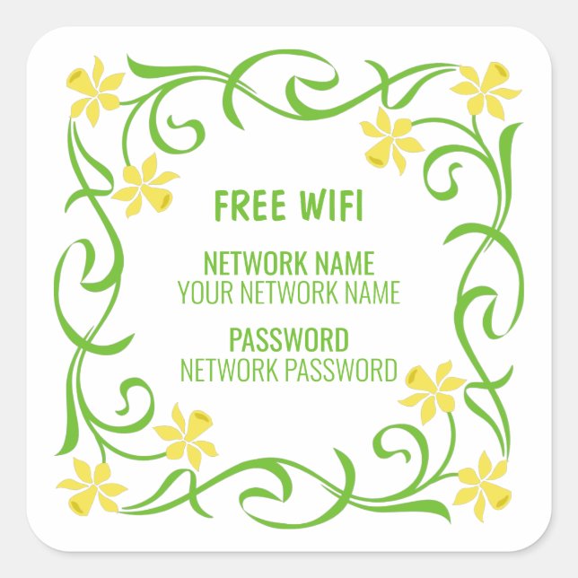 Adesivo Quadrado Wifi Gratuito (Frente)