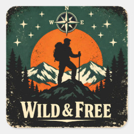 Adesivo Quadrado Wild & Free – Outdoor Freedom Nature Spirit