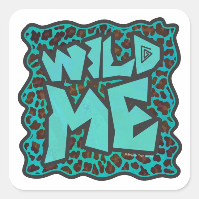 Adesivo Quadrado Wild Me Brown e Teal Leopard Design (Frente)