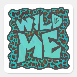 Adesivo Quadrado Wild Me Brown e Teal Leopard Design