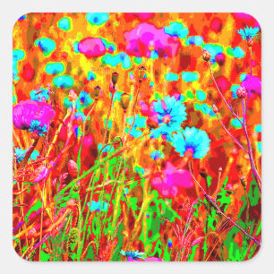Adesivo Quadrado Wild Meadow em Bloom Pop Art