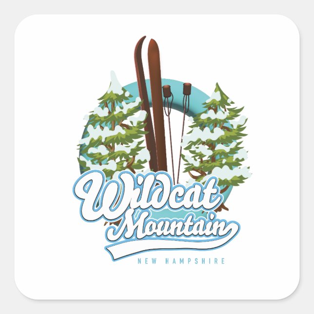 Adesivo Quadrado Wildcat Mountain New Hampshire Ski poster Button (Frente)