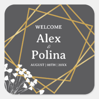 Adesivo Quadrado Wildflowers elegant framed welcome