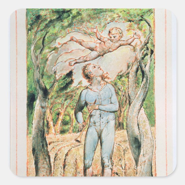 Adesivo Quadrado William Blake | Canções de inocência; "Piper", (Frente)
