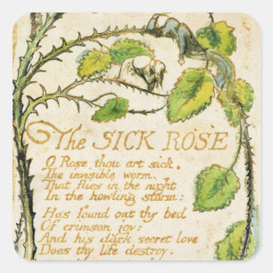 Adesivo Quadrado William Blake   o rosa doente, das canções de