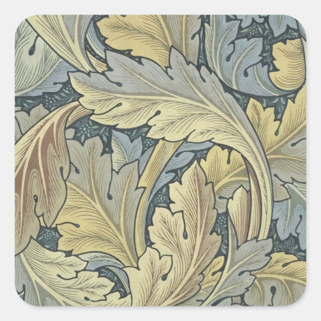 Adesivo Quadrado William Morris Acanthus Deixa Arte Floral Nouveau (Frente)
