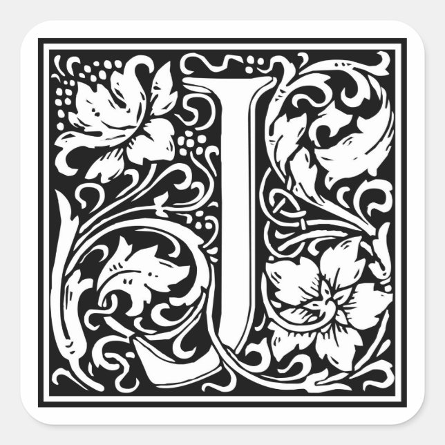 Adesivo Quadrado William Morris Alphabet "J" (Frente)