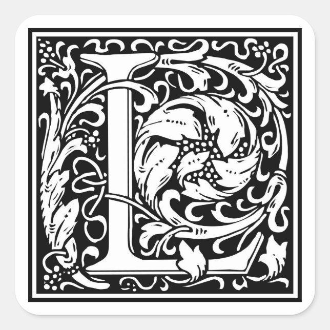 Adesivo Quadrado William Morris Alphabet "L" (Frente)