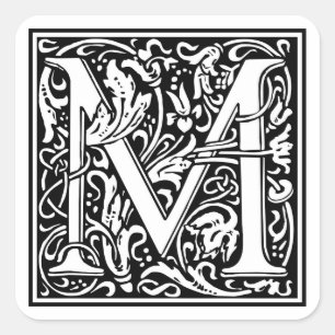 Adesivo Quadrado William Morris Alphabet "M"