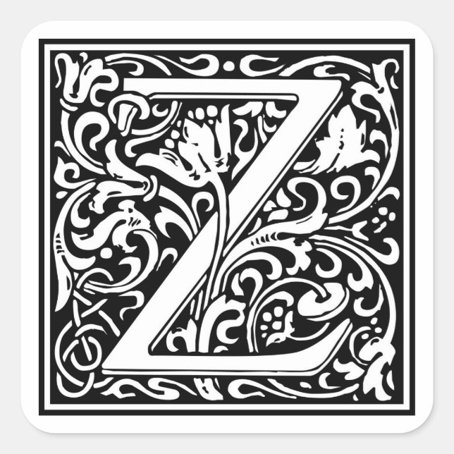 Adesivo Quadrado William Morris Alphabet "Z" (Frente)