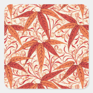 Adesivo Quadrado William Morris Bamboo Impressão, Mandarin Orange