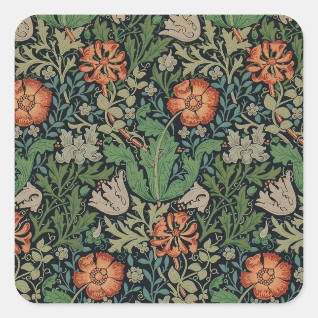 Adesivo Quadrado William Morris Compton Wallpaper Classic (Frente)