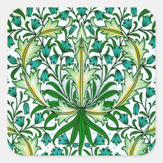 Adesivo Quadrado William Morris Dourada Aqua Floral Wallpaper