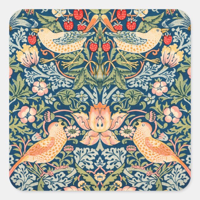 ADESIVO QUADRADO WILLIAM MORRIS ENVELOPE SEAL "STRAWBERRY THIEVES" (Frente)