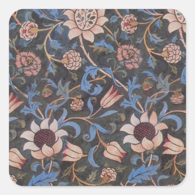 Adesivo Quadrado William Morris Evenlode Textile Floral Art (Frente)