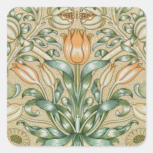 Adesivo Quadrado William Morris Floral Pattern Stickers (Frente)