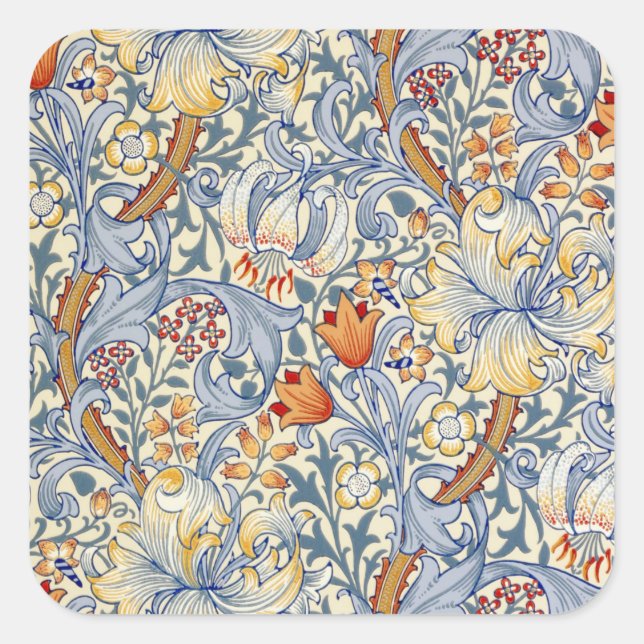 Adesivo Quadrado William Morris Gold Lily Victorian Wallpaper (Frente)